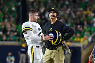 Shea Patterson and Jim Harbaugh