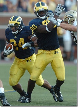 Michigan runningback Kevin Grady runs the ball  during the second half of the Wolverine's 2009 season opener 31-7 win, versus Western Michigan University at Michigan Stadium, Saturday, September 5th.
Melanie Maxwell| Ann Arbor.com
