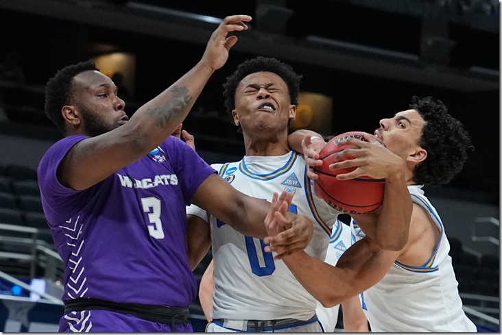 INDIANAPOLIS, IN - MARCH 22: UCLA v Abilene Christian in the second round of the 2021 NCAA Division I Men’s Basketball Tournament held at Bankers Life Fieldhouse on March 22, 2021 in Indianapolis, Indiana. (Photo by Jack Dempsey/NCAA Photos via Getty Images)