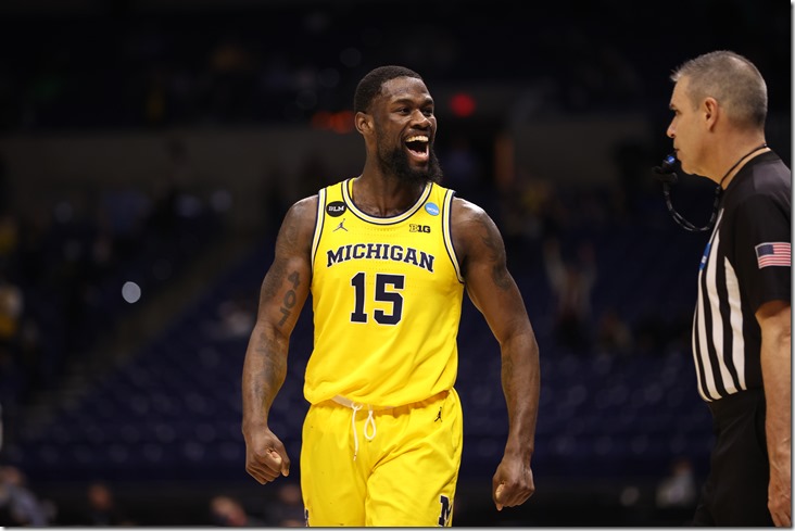 INDIANAPOLIS, IN - MARCH 22: Michigan takes on LSU in the second round of the 2021 NCAA Division I Men’s Basketball Tournament held at Lucas Oil Stadium on March 22, 2021 in Indianapolis, Indiana. (Photo by Jamie Schwaberow/NCAA Photos via Getty Images)