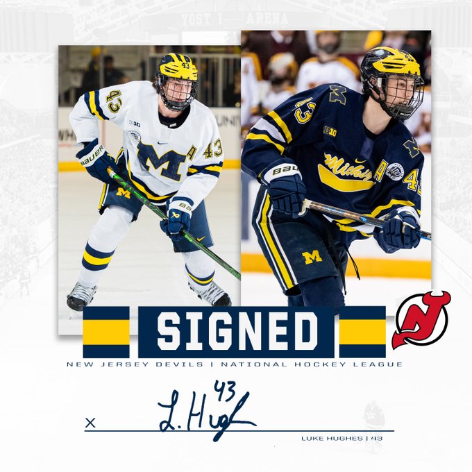 Luke Hughes signs with the New Jersey Devils