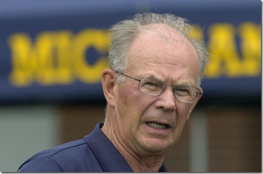 University of Michigan Athletic Director Bill Martin watches over Thursday afternoon, August 20th's football practice at the Michigan practice facility outside of Schembechler Hall. 
Lon Horwedel | Ann Arbor.com
