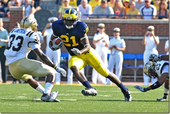 21, Junior Hemingway during University of Michigan 31-7 victory against  Western Michigan September 5th 2009. (SAM WOLSON/Daily).
