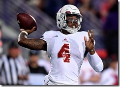 Sep 24, 2016; Evanston, IL, USA; Nebraska Cornhuskers quarterback Tommy Armstrong Jr. (4) passes the ball against the Northwestern Wildcats during the first half at Ryan Field. Mandatory Credit: Patrick Gorski-USA TODAY Sports