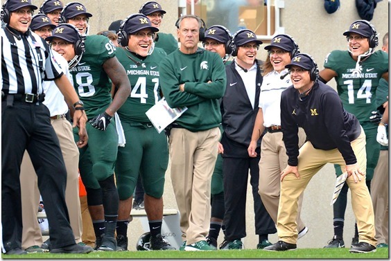 Image result for harbaugh vs dantonio